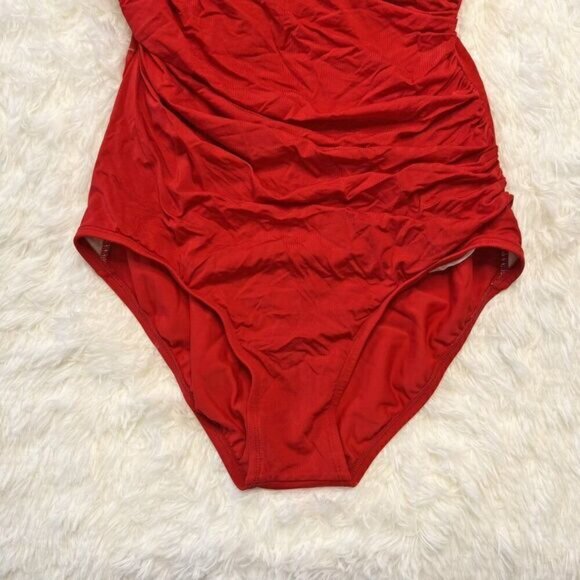 Jantzen Classics Red Ruched Front One Piece Swimsuit - Picture 4 of 9